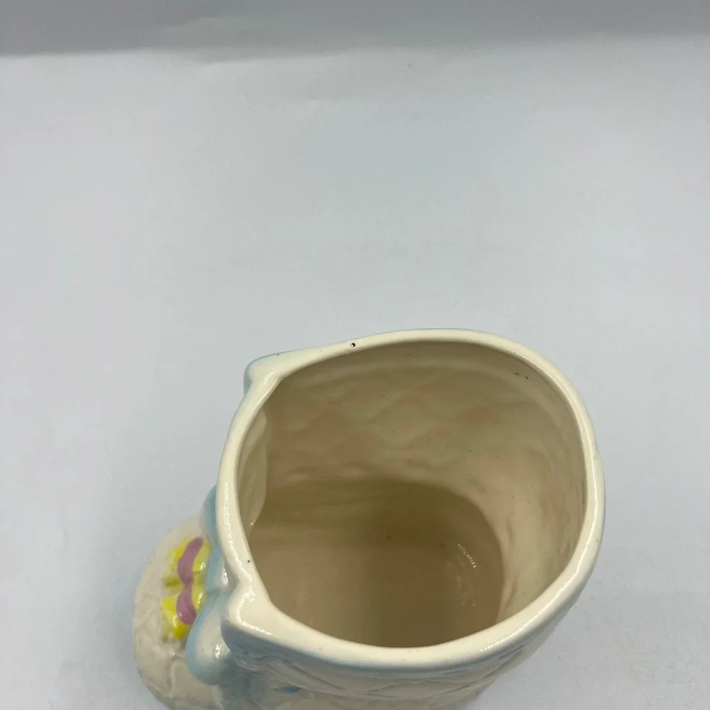 Vintage 1988 Roman Inc Ceramic Baby Boot Planter Quilted Blue Nursery Decor
